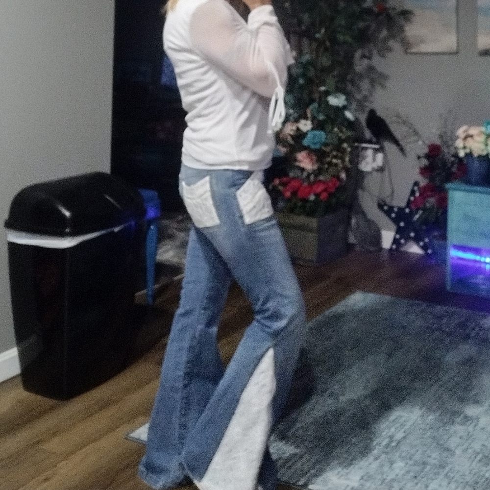 Custom designed bell bottom jeans